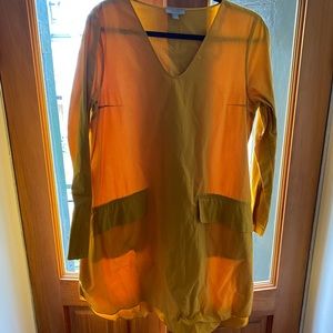 Mustard tunic dress with pockets
